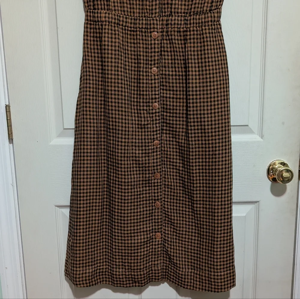 Pact Brown Checkered Midi Dress - Picture 3 of 5